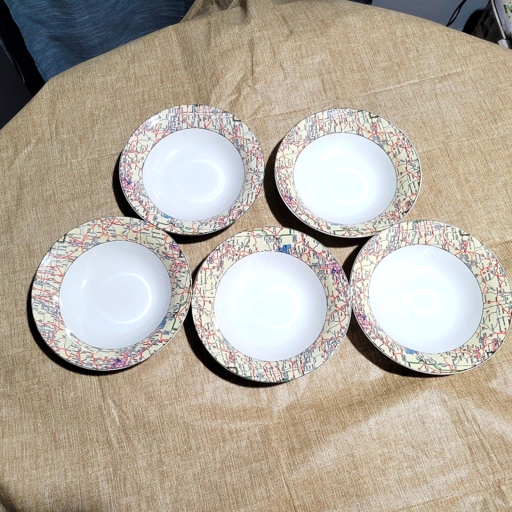 Omnibus Habitat Americana American Roadside 7.5 inch  Bowls - Set of 5